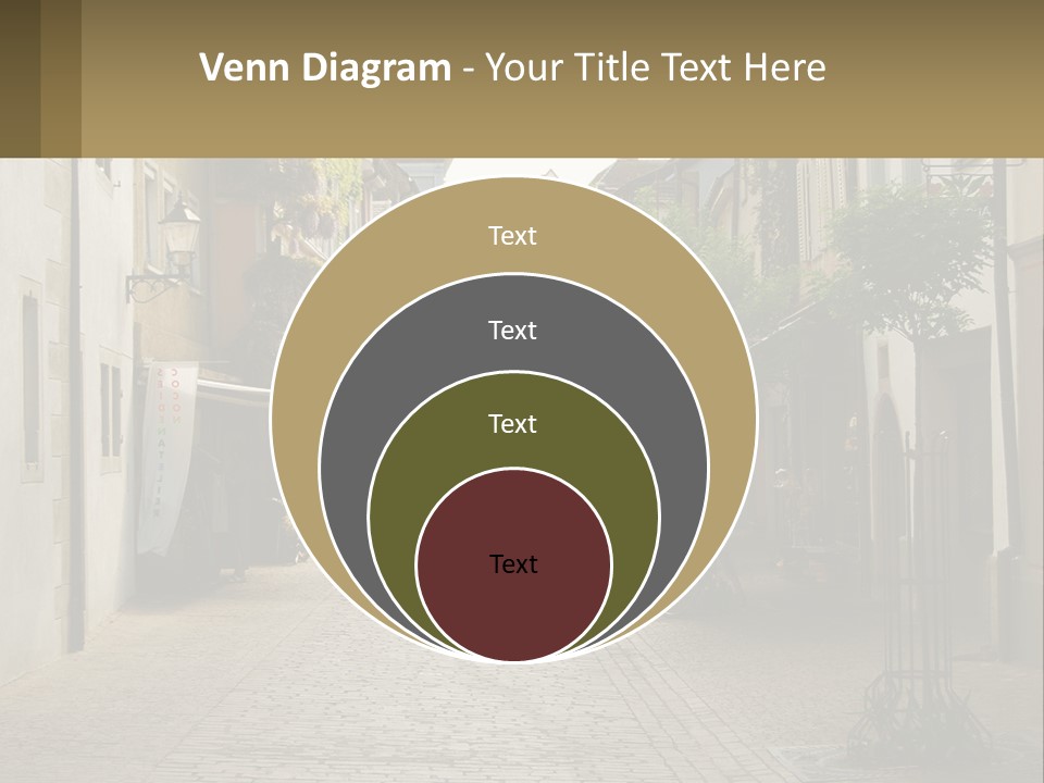 A Group Of People Walking Down A Street Next To Tall Buildings PowerPoint Template