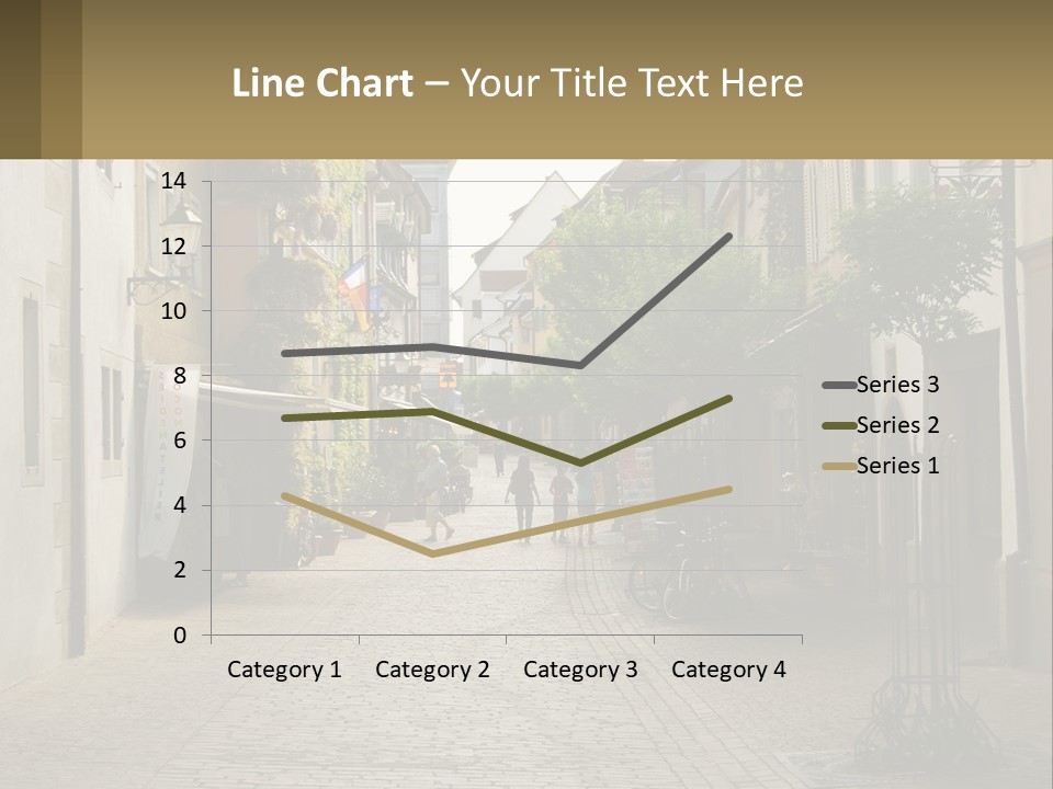 A Group Of People Walking Down A Street Next To Tall Buildings PowerPoint Template