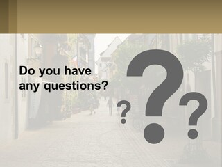 A Group Of People Walking Down A Street Next To Tall Buildings PowerPoint Template