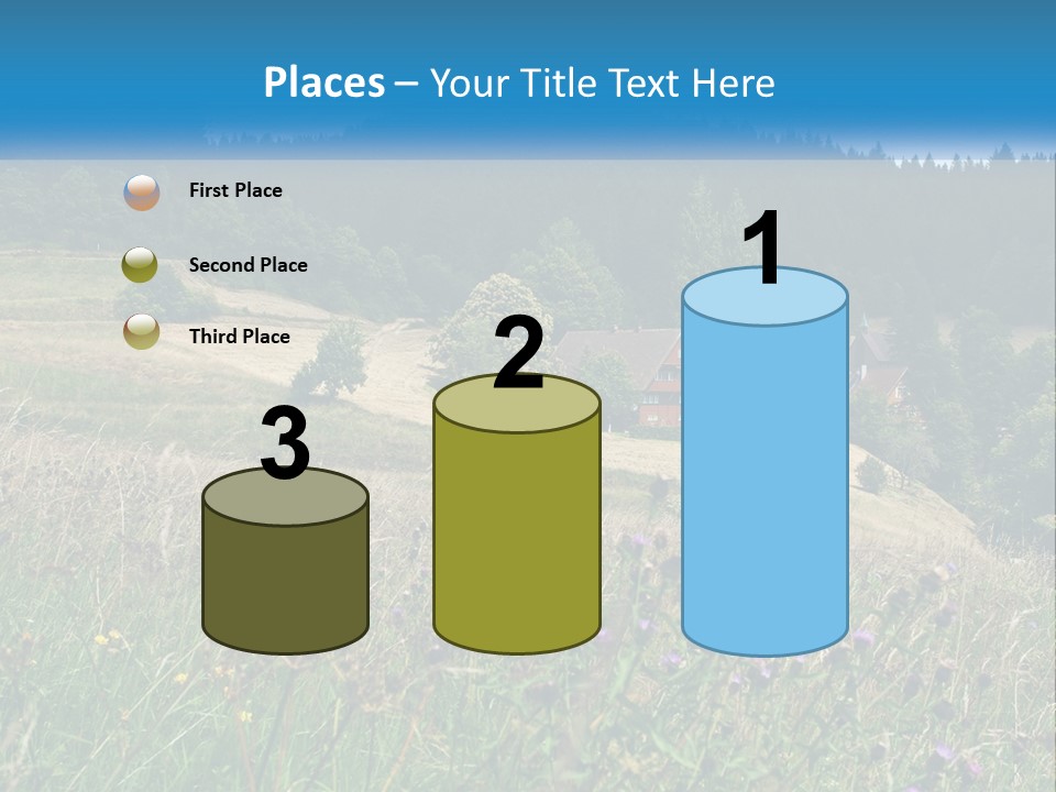 A House In The Middle Of A Field With Trees In The Background PowerPoint Template