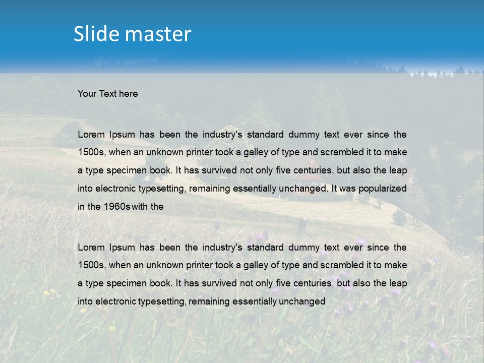 A House In The Middle Of A Field With Trees In The Background PowerPoint Template