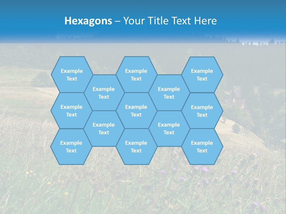 A House In The Middle Of A Field With Trees In The Background PowerPoint Template