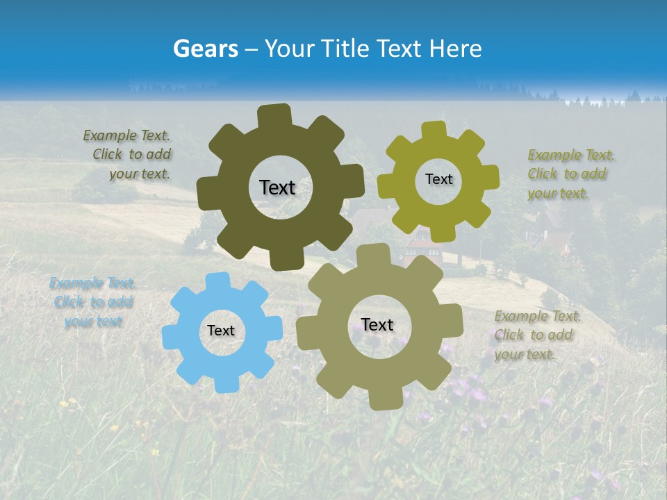 A House In The Middle Of A Field With Trees In The Background PowerPoint Template