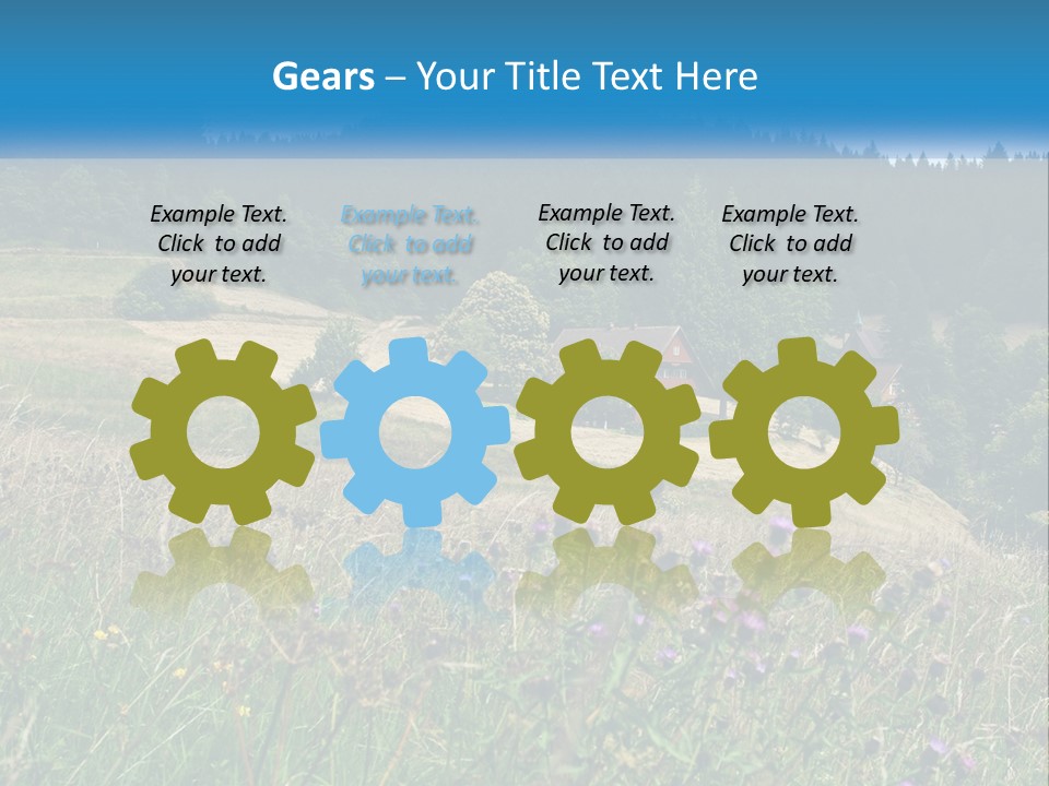 A House In The Middle Of A Field With Trees In The Background PowerPoint Template