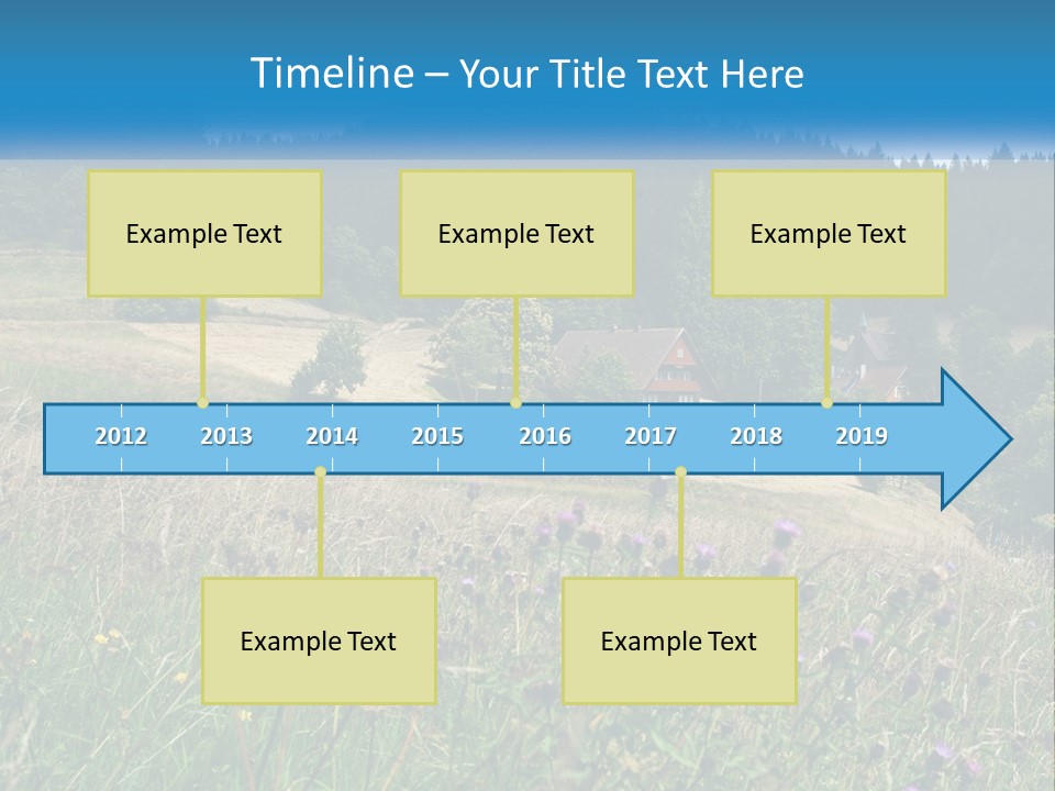 A House In The Middle Of A Field With Trees In The Background PowerPoint Template