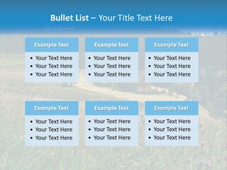 A House In The Middle Of A Field With Trees In The Background PowerPoint Template