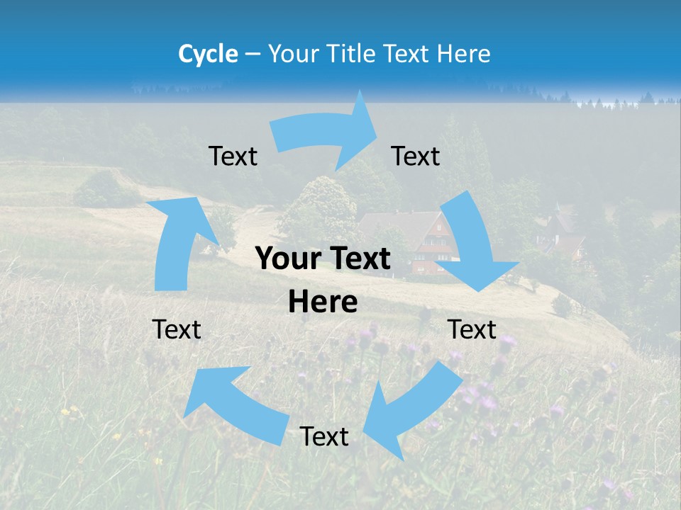 A House In The Middle Of A Field With Trees In The Background PowerPoint Template