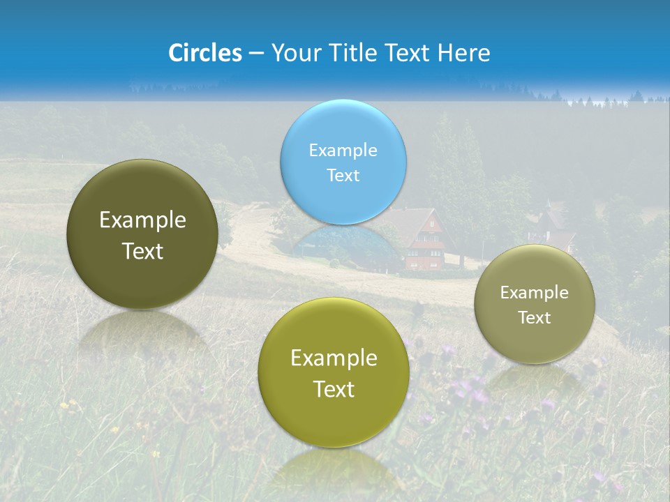A House In The Middle Of A Field With Trees In The Background PowerPoint Template