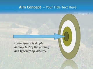 A House In The Middle Of A Field With Trees In The Background PowerPoint Template