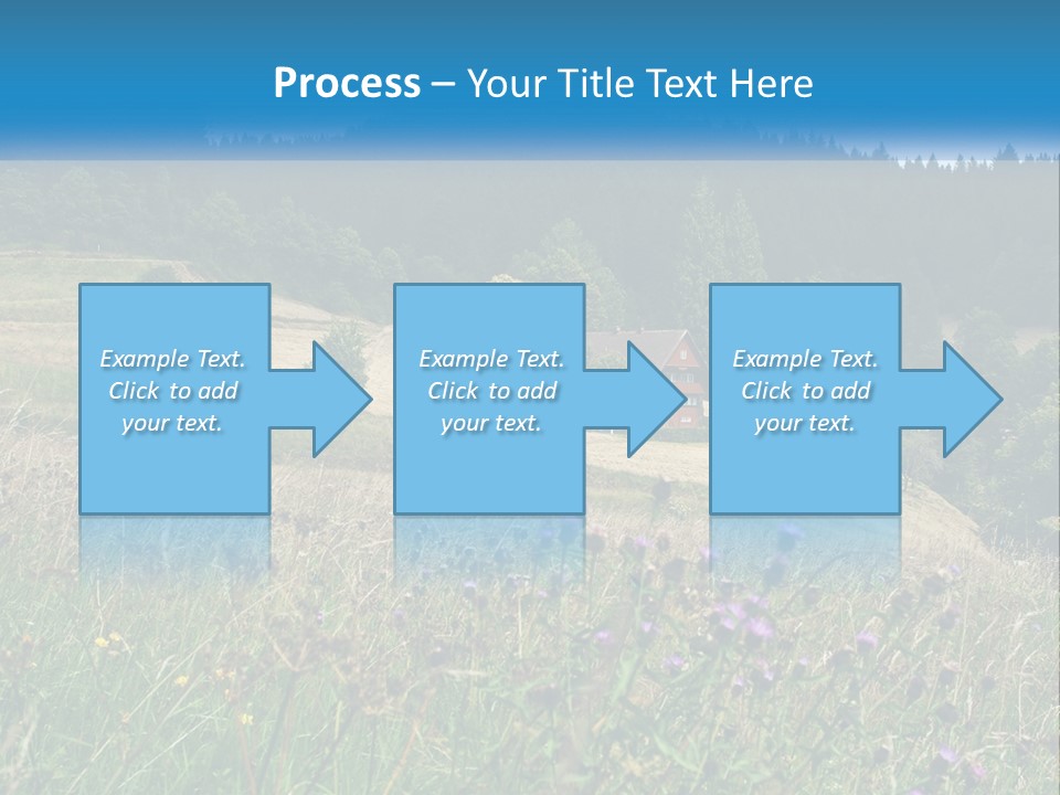 A House In The Middle Of A Field With Trees In The Background PowerPoint Template