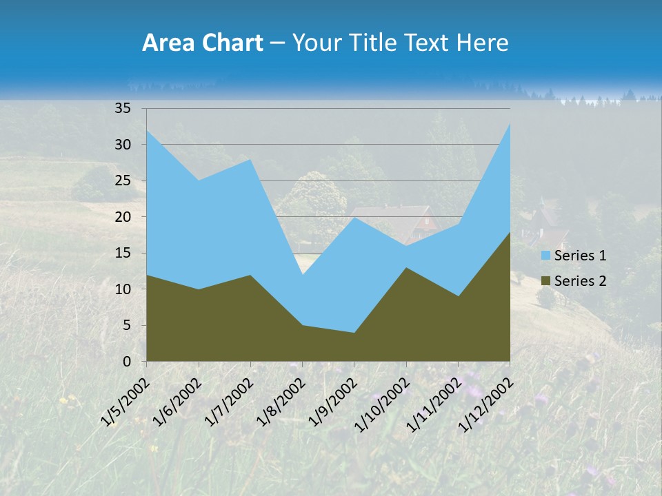 A House In The Middle Of A Field With Trees In The Background PowerPoint Template