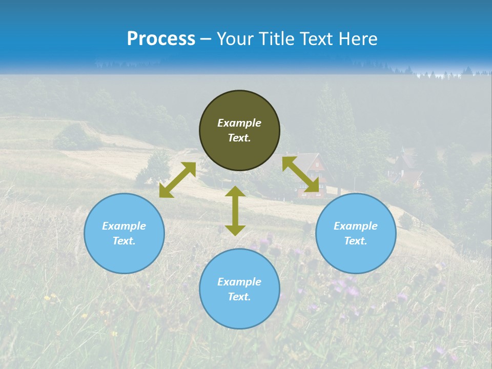 A House In The Middle Of A Field With Trees In The Background PowerPoint Template