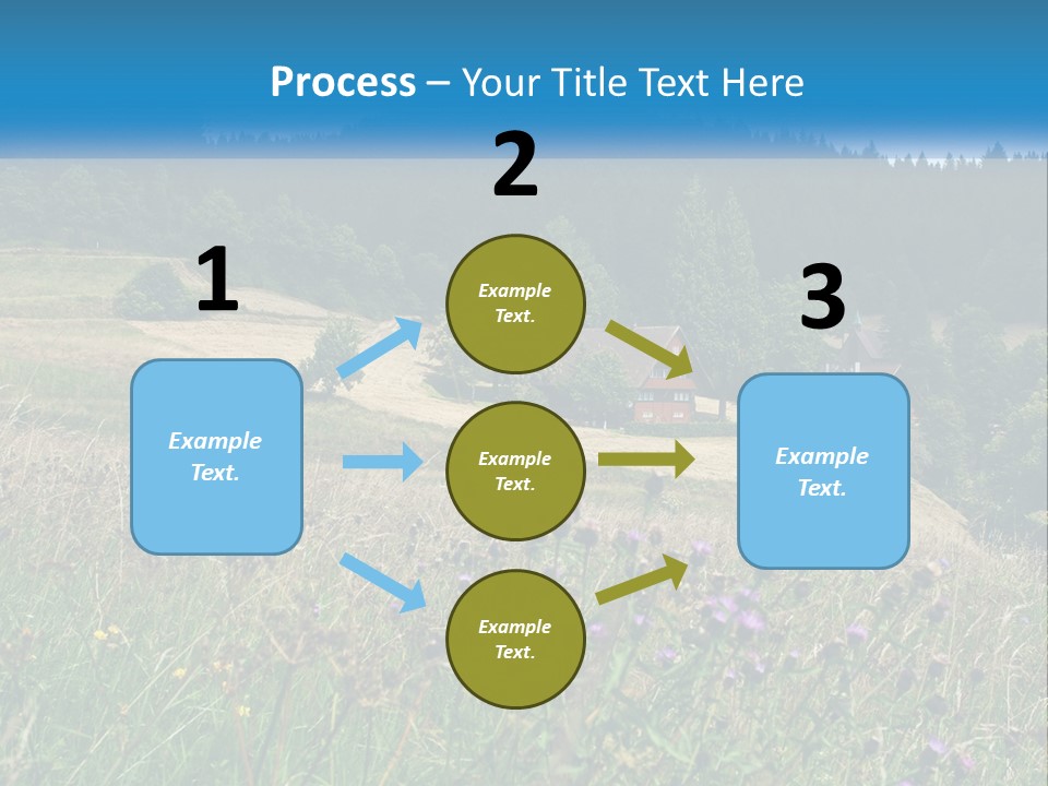 A House In The Middle Of A Field With Trees In The Background PowerPoint Template