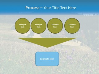 A House In The Middle Of A Field With Trees In The Background PowerPoint Template