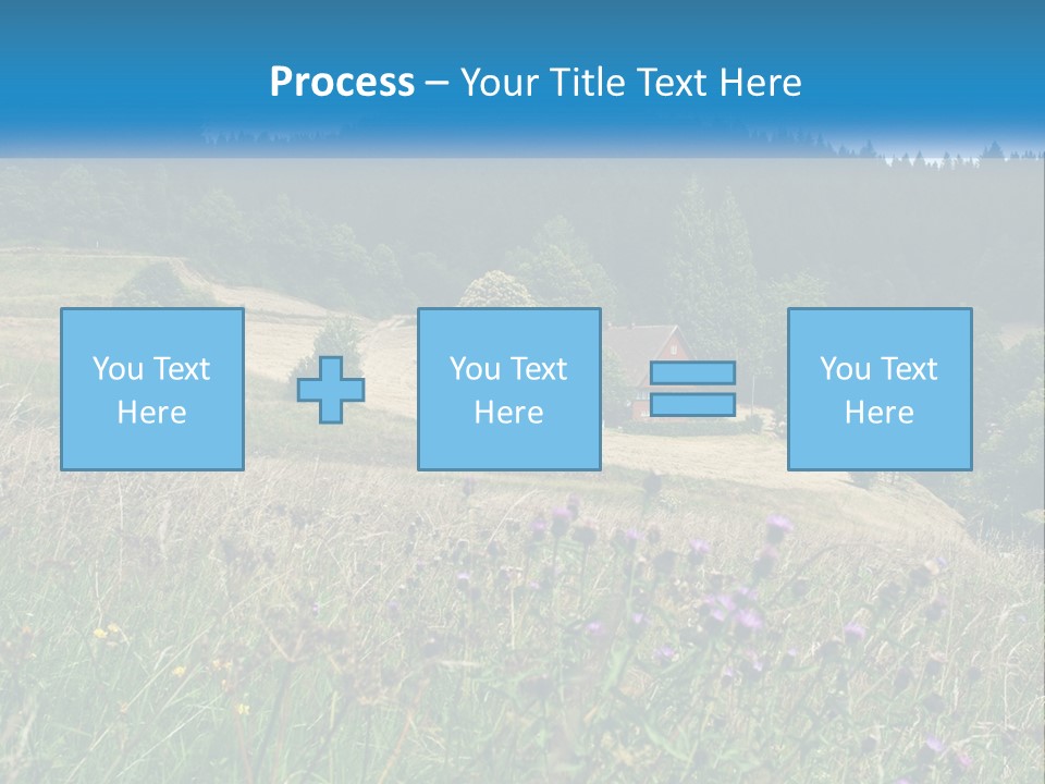 A House In The Middle Of A Field With Trees In The Background PowerPoint Template