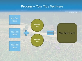 A House In The Middle Of A Field With Trees In The Background PowerPoint Template