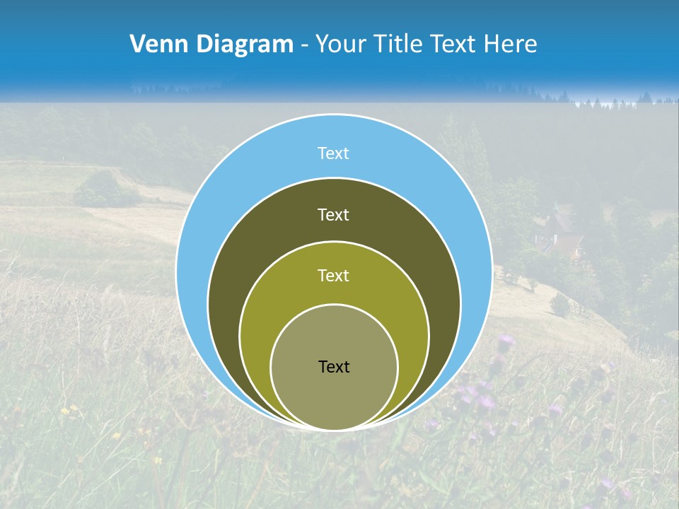 A House In The Middle Of A Field With Trees In The Background PowerPoint Template