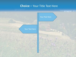 A House In The Middle Of A Field With Trees In The Background PowerPoint Template