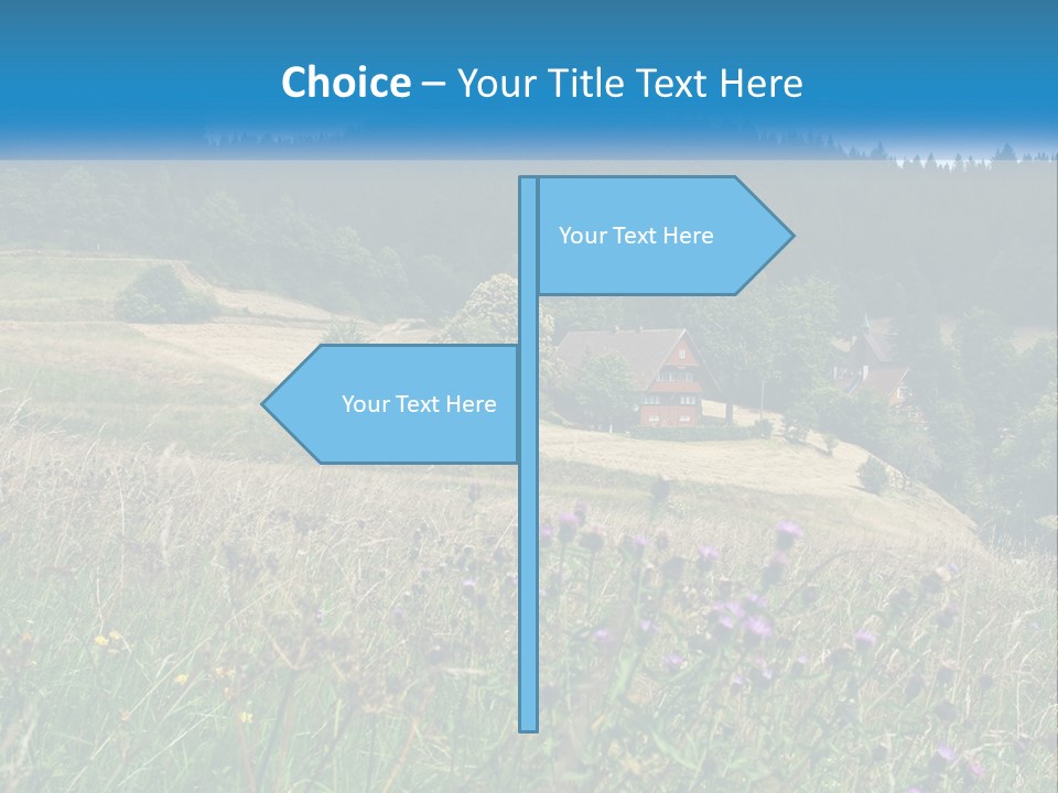 A House In The Middle Of A Field With Trees In The Background PowerPoint Template