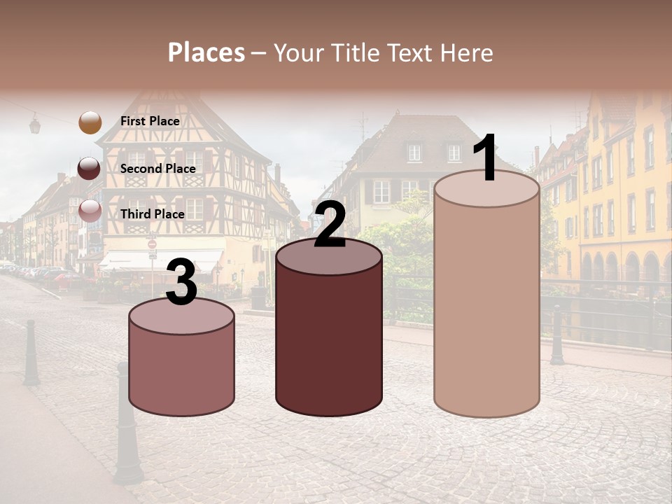 A City Street With Old Buildings And Cobblestones PowerPoint Template