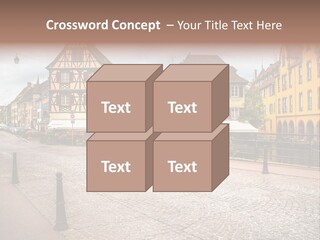 A City Street With Old Buildings And Cobblestones PowerPoint Template