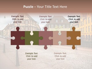 A City Street With Old Buildings And Cobblestones PowerPoint Template