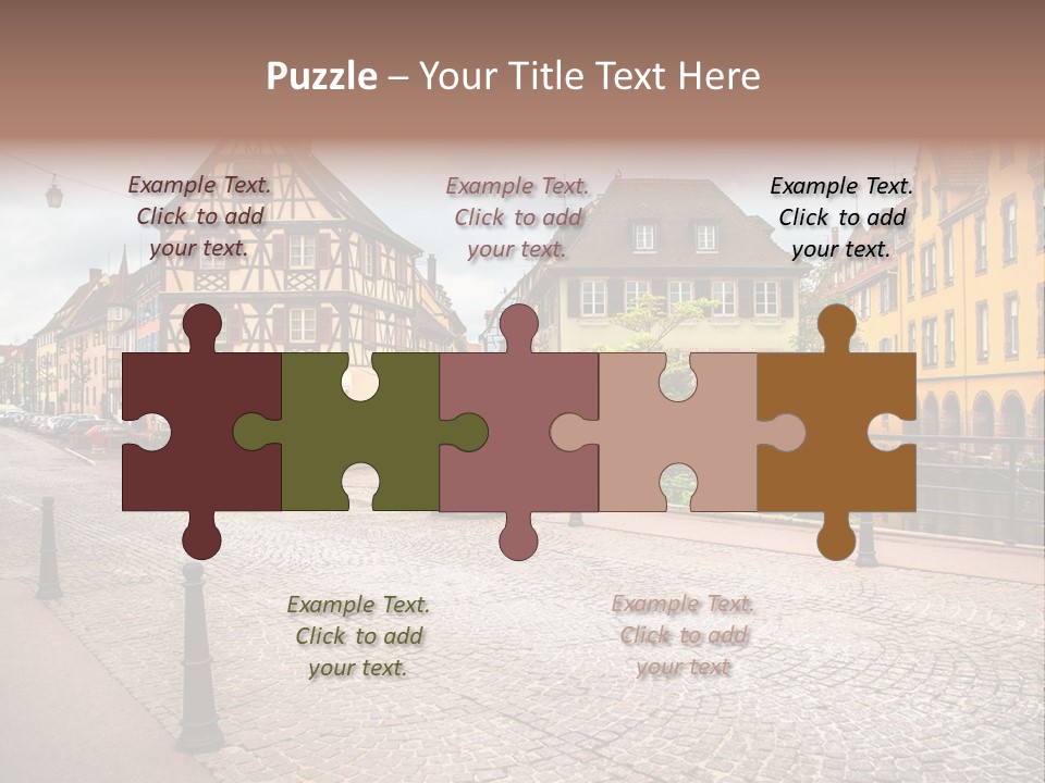 A City Street With Old Buildings And Cobblestones PowerPoint Template