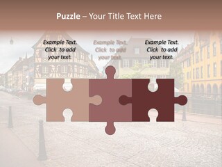 A City Street With Old Buildings And Cobblestones PowerPoint Template