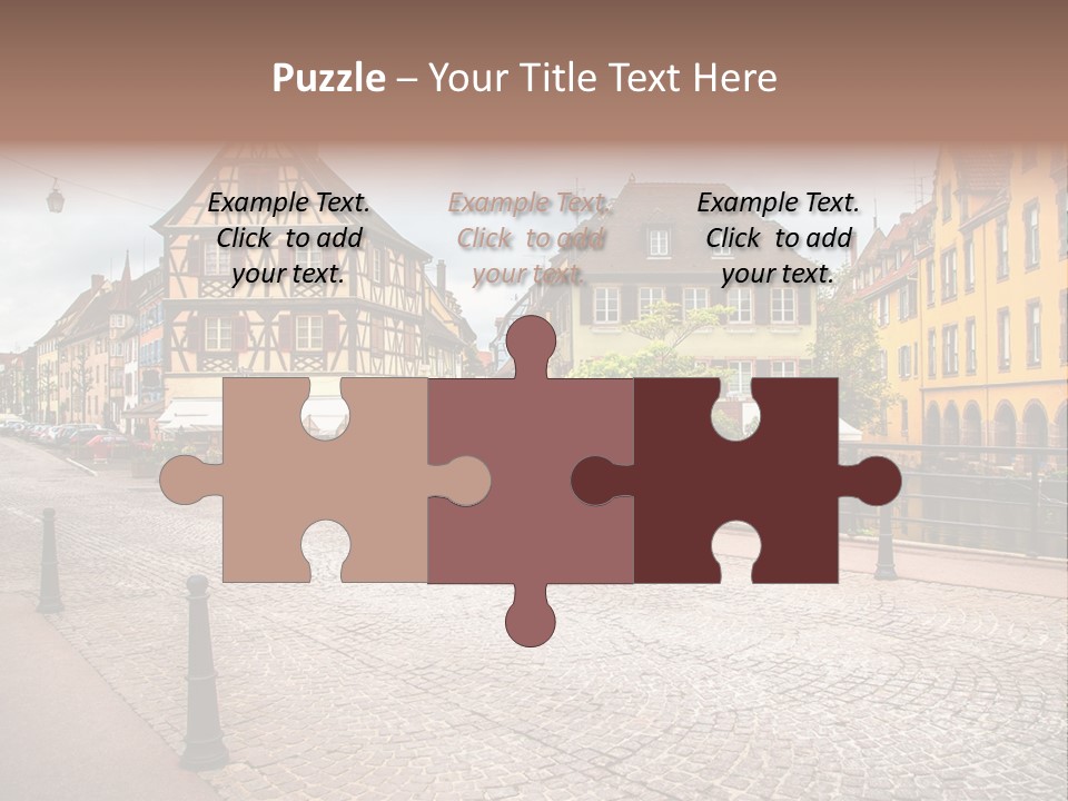 A City Street With Old Buildings And Cobblestones PowerPoint Template