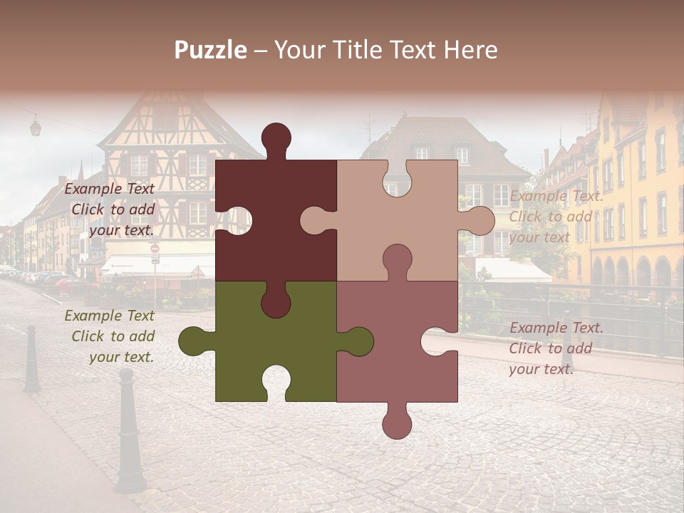 A City Street With Old Buildings And Cobblestones PowerPoint Template