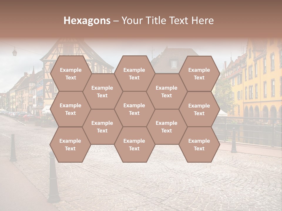 A City Street With Old Buildings And Cobblestones PowerPoint Template