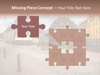 A City Street With Old Buildings And Cobblestones PowerPoint Template