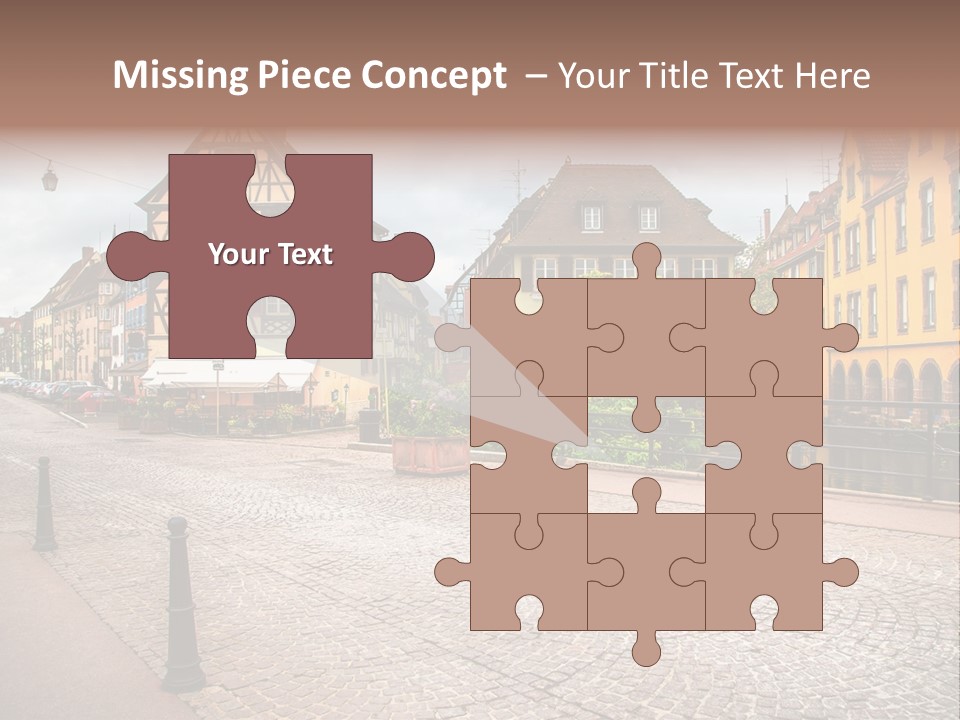 A City Street With Old Buildings And Cobblestones PowerPoint Template