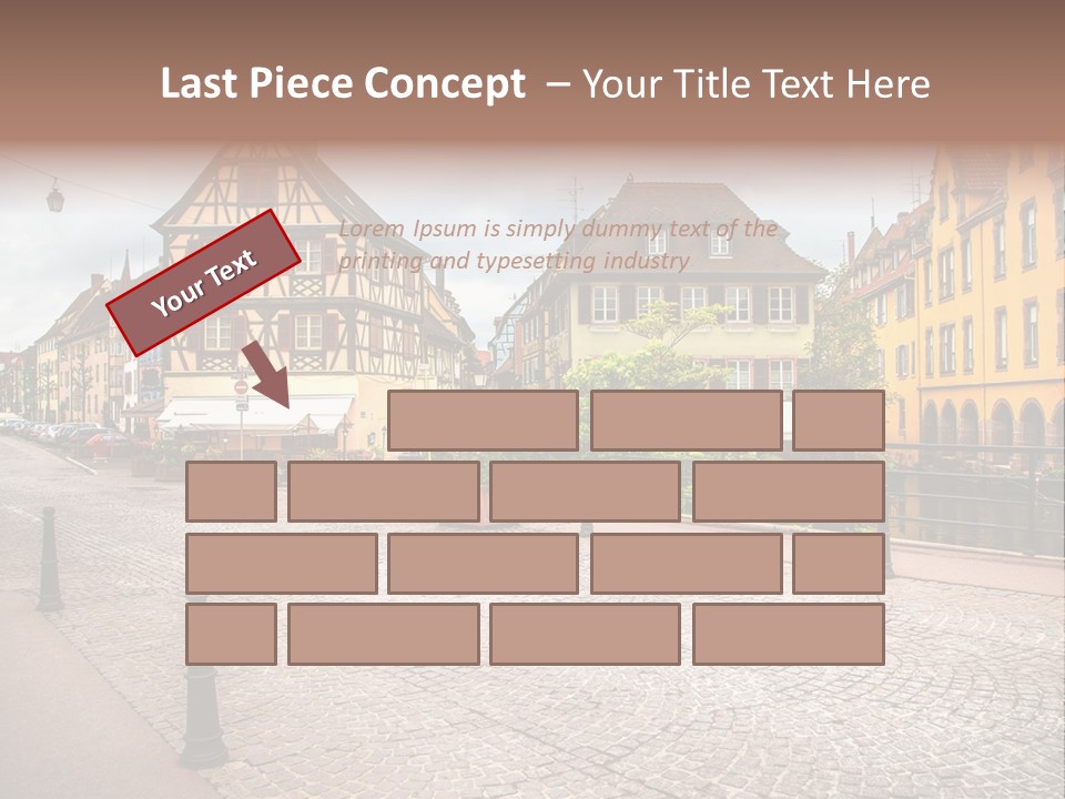 A City Street With Old Buildings And Cobblestones PowerPoint Template