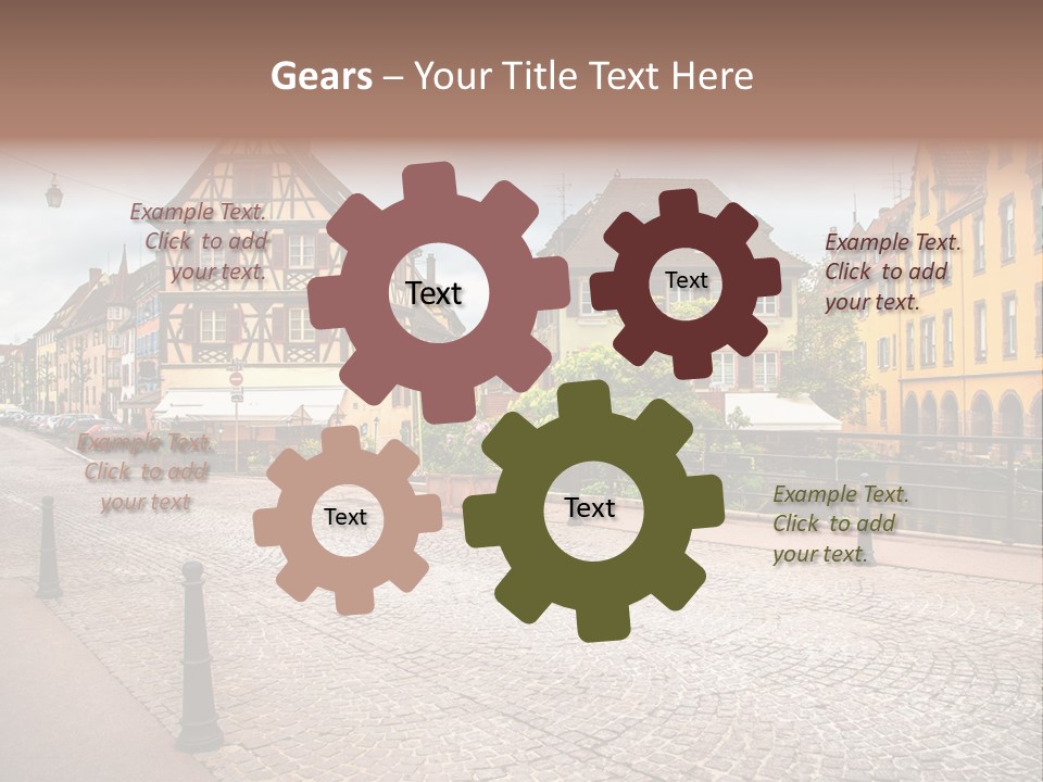 A City Street With Old Buildings And Cobblestones PowerPoint Template