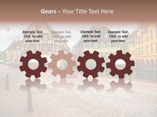 A City Street With Old Buildings And Cobblestones PowerPoint Template