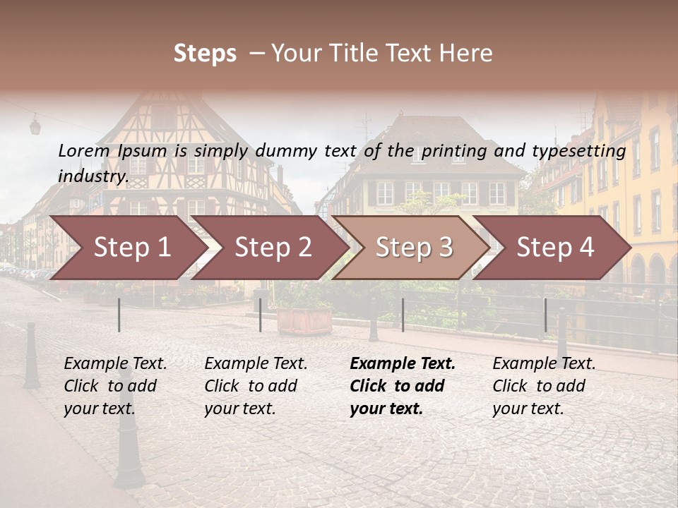 A City Street With Old Buildings And Cobblestones PowerPoint Template
