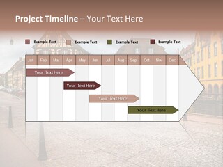 A City Street With Old Buildings And Cobblestones PowerPoint Template