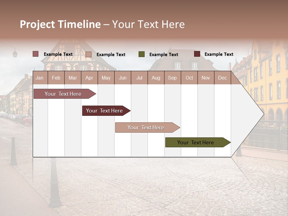 A City Street With Old Buildings And Cobblestones PowerPoint Template