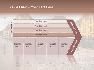 A City Street With Old Buildings And Cobblestones PowerPoint Template