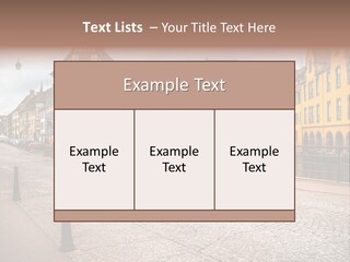 A City Street With Old Buildings And Cobblestones PowerPoint Template