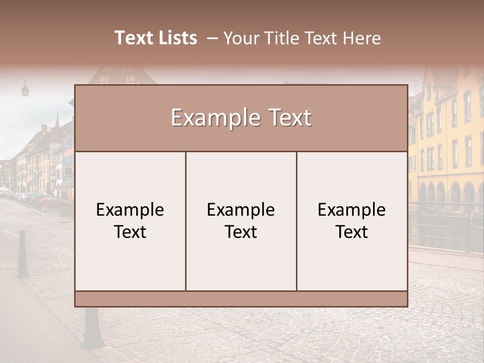 A City Street With Old Buildings And Cobblestones PowerPoint Template
