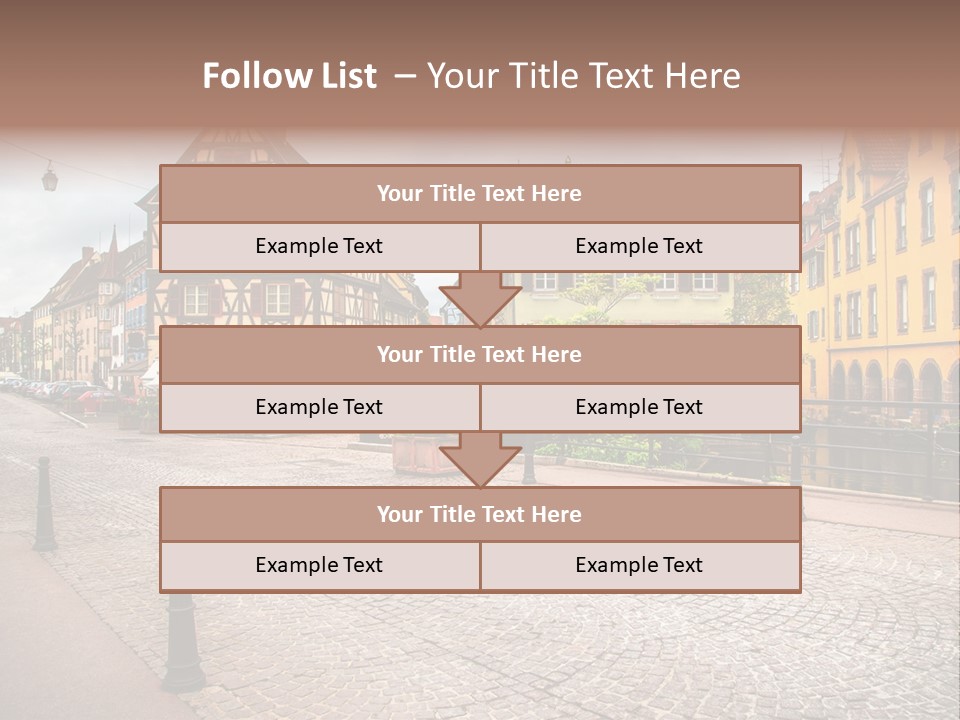 A City Street With Old Buildings And Cobblestones PowerPoint Template