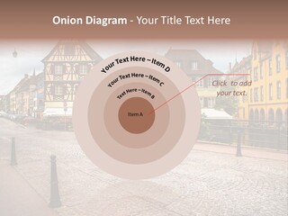 A City Street With Old Buildings And Cobblestones PowerPoint Template