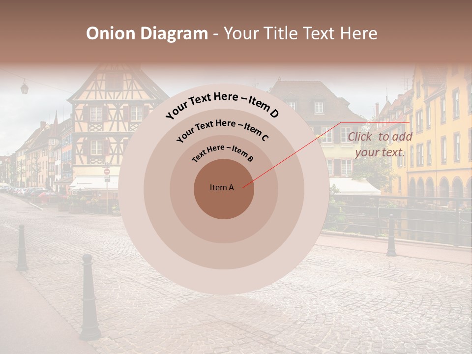 A City Street With Old Buildings And Cobblestones PowerPoint Template