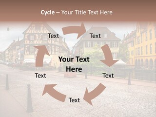 A City Street With Old Buildings And Cobblestones PowerPoint Template