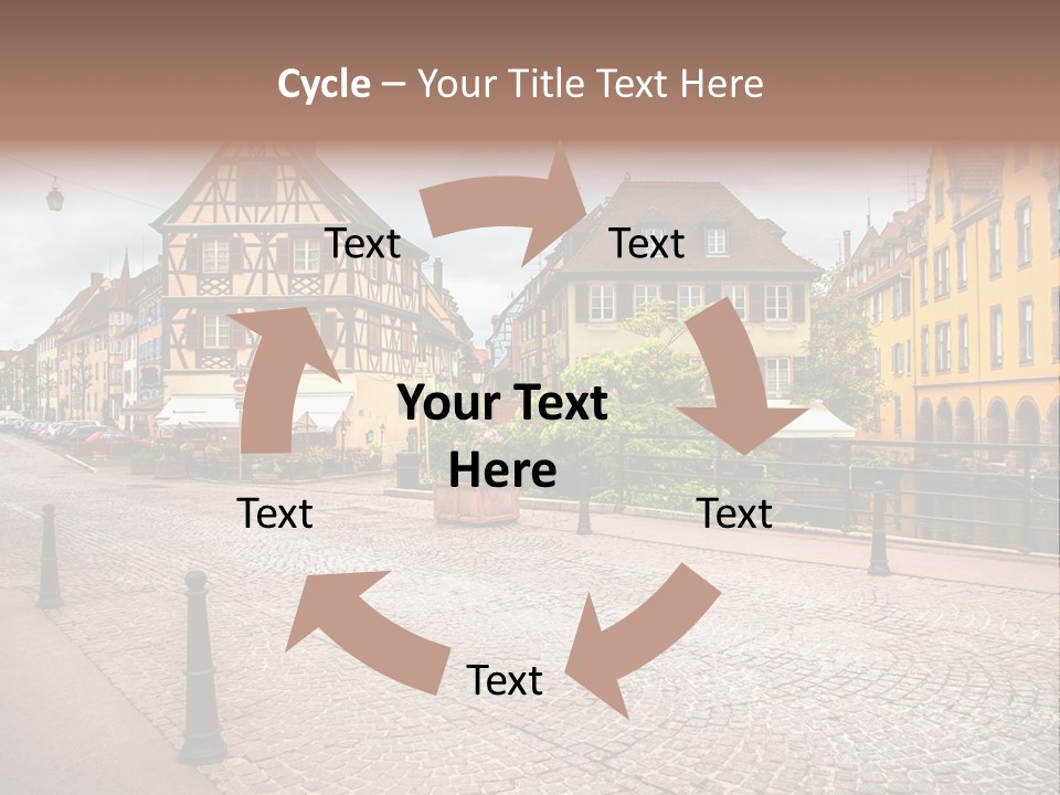 A City Street With Old Buildings And Cobblestones PowerPoint Template