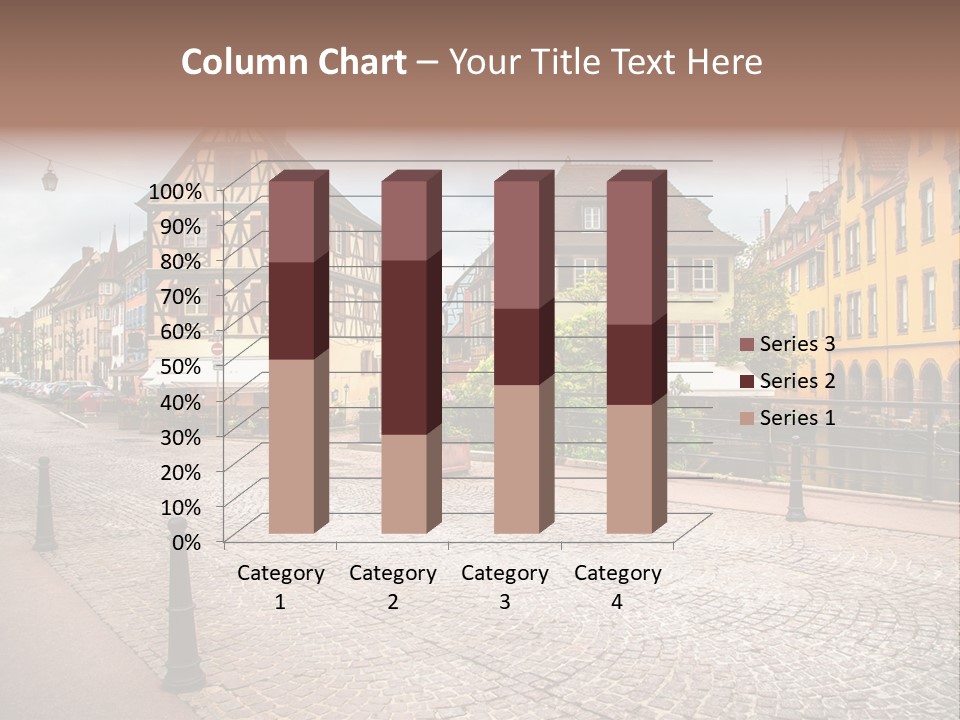 A City Street With Old Buildings And Cobblestones PowerPoint Template