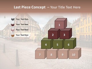 A City Street With Old Buildings And Cobblestones PowerPoint Template