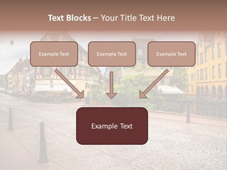 A City Street With Old Buildings And Cobblestones PowerPoint Template